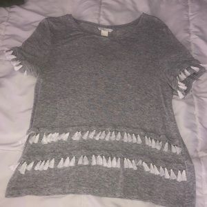 H&M short sleeve tassel top.
